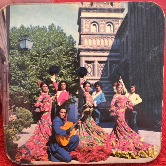 VTG Set Of 6 Square Coasters Spain Flamenco Dancing Photos Souvenirs Gypsy - Picture 8 of 11